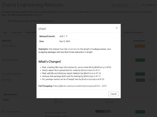 release modal