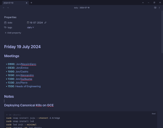 obsidian.md screenshot showing my daily note template