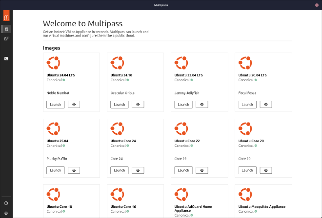 A screenshot of the shiny new Multipass GUI, written in Flutter.