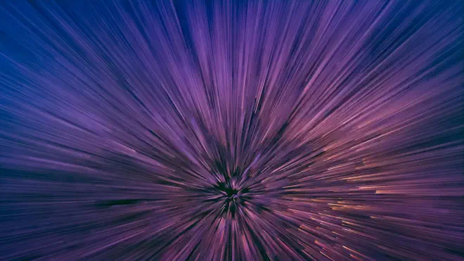 Abstract purple "starburst" graphic.